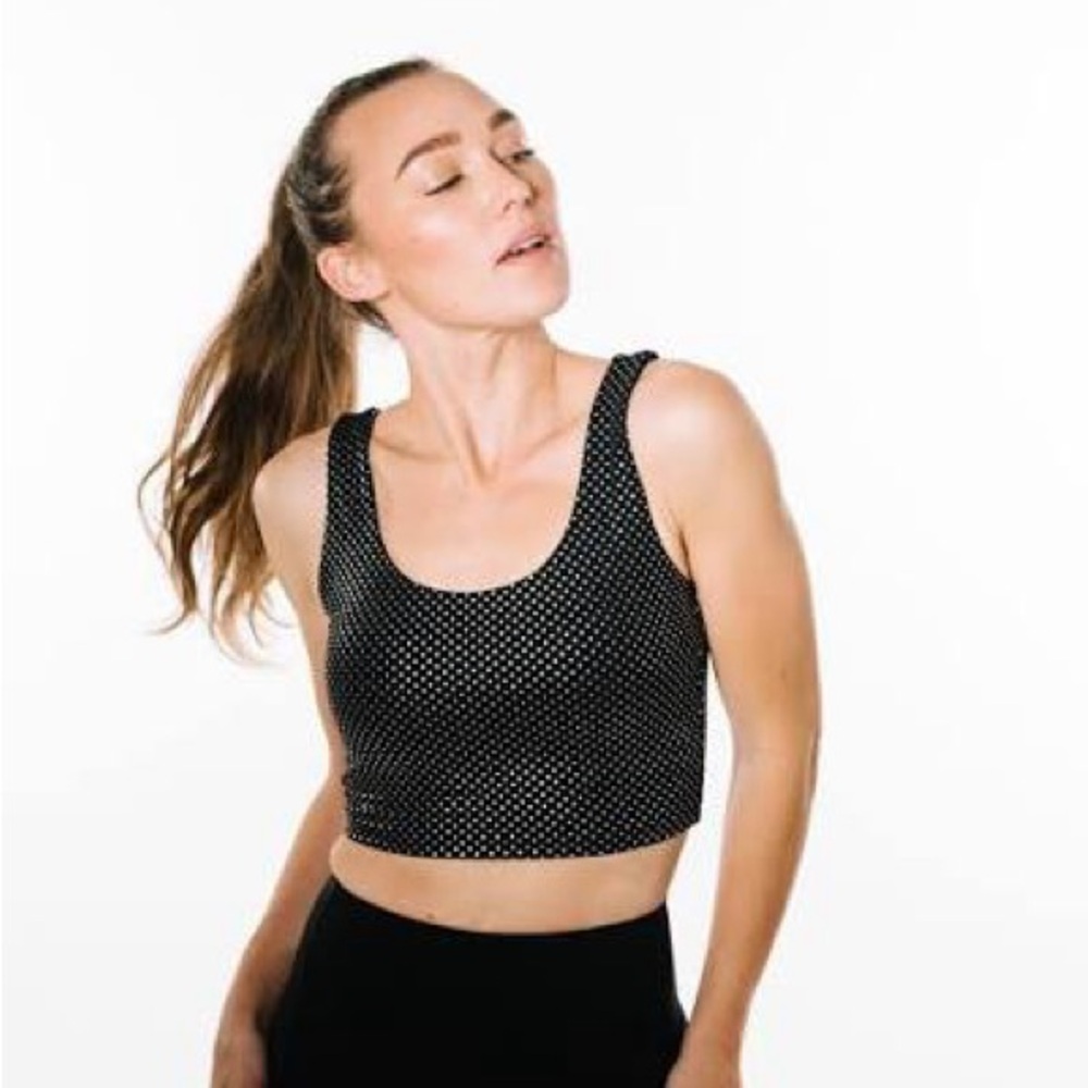 ZYIA Black and Silver Polka Dot Girls Night Out Bra XS